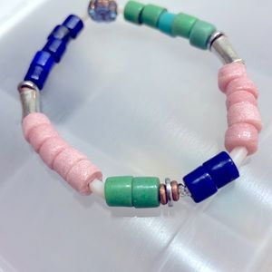 Tile beads beaded bracelet flower bead hand crafted